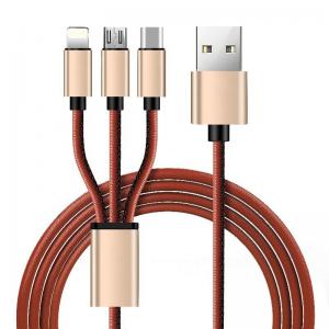 Multi Charging Cable Micro USB 5V 2A Nylon Braided PU Leather Mobile USB Cables