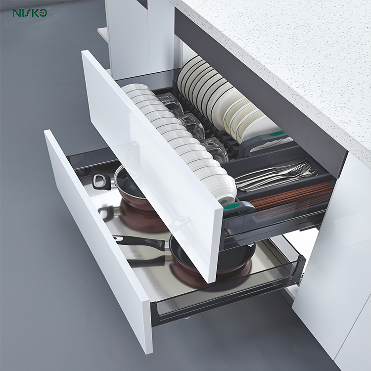 China 2 Tiers Bowls Dishes Pull Out Baskets Cultery Kitchen Tray Drawer with Light wholesale