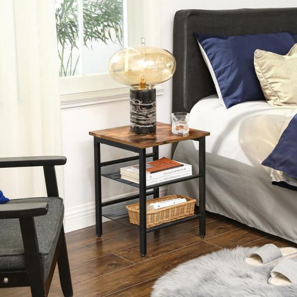 Nightstands with Metal Shelves, Industrial Nightstand for Sale, Bedside Table,