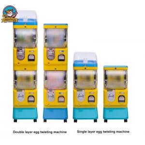 Yellow Bubble Gum Machine , Spiral Gumball Machine With Double Layer