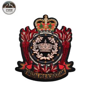 Exquisite Crown Custom 3d Patches , Large Custom Embroidered Patches For Pants