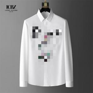 Customized Logo Cotton Men's Fancy Shirt for Western Print Collar Casual Long Sleeve