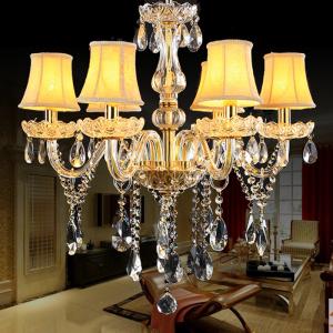 China Gold candelabra crystal chandelier with lamp shades (WH-CY-36) supplier