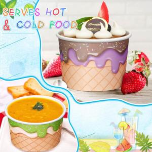 8 Oz Ice Cream Cups Summer Snack Cups Ice Cream Party Paper Cup Disposable Ice Cream Bowls Paper Snack Bowls