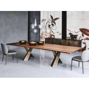 Walnut Wooden Top Dining Table , Contemporary Wood Dining Table 2200mm Length