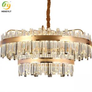 LED Gold Round K9 Crystal Hanging Ceiling Light Modern Crystal Chandeliers