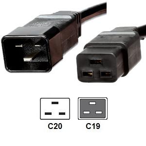 China C20 to C19 IEC 60320 Power Cord , 14 / 3 SJT Heavy Duty CPU Power Plug supplier