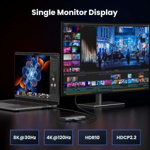 China Revodok 206 ドッキングステーション 6 in 1 USB C ドック デュアル HDMI-4K@60Hz シングル 8K@30Hz 100W PD 5Gbps データポート USB C ハブ wholesale