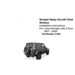 51202 Jeep Wrangler Jk 2 Door 2007-2009 Fabric Replay Soft Top with Tinted Windows