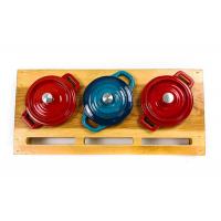 China Enamel Coating Cast Iron Camp Oven 3pcs Set For Camping Fire on sale