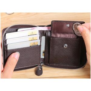 Shielding RFID anti-theft brush function chip card bag driving license leather zipper male short wallet
