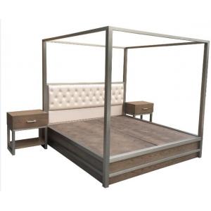Metal Frame Queen Bedroom Furniture Sets King Bed With Light Oak Wood