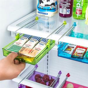 China Fridge Organizer Space Saver Shelf Plastic Refrigerator Storage Box Freezer Shelf Holder Sliding Drawer supplier