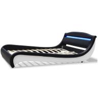 China Black and White LED Upholstered Bed with Lights Wireless Remote Control on sale