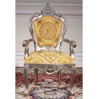 High Back Solid Wood Carved Luxury Velvet Dining Chair With Wooden Armrest