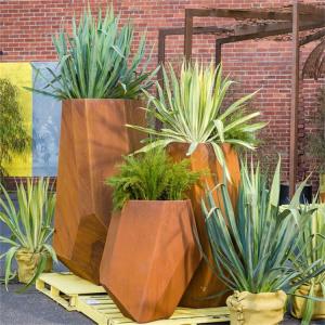 China Rectangular Flower Pot Garden Metal Ornaments Corten Plant Pots 1000mm Long supplier