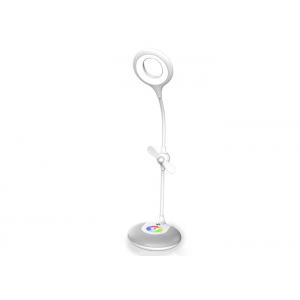 Touch Control Reading Rechargeable Led Table Lamp With Electric Fan And Colorful Base