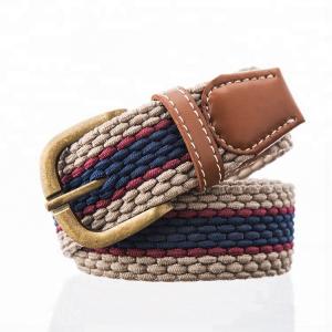 Alloy Buckle Braided Stretch Belt 125cm Mens Woven Elastic Belt