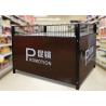 China Two Layer Supermarket Display Shelving Supermarket Promotion Table With Storage Cabinet wholesale