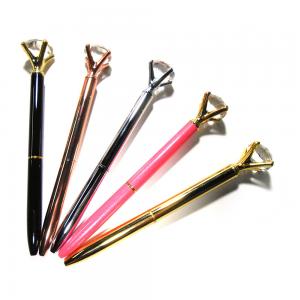 China Retarctable Stainless Steel Ballpoint Pen , Laser Logo Diamond Gel Pen supplier