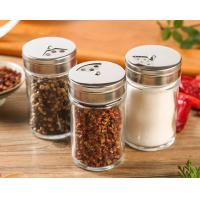 China Lead Free Pepper Glass Spice Jar Kitchen Custom Logo With Stainless Steel Lid on sale