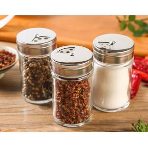 China Lead Free Pepper Glass Spice Jar Kitchen Custom Logo With Stainless Steel Lid supplier