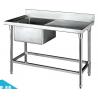 Catering Sinks Stainless Steel Single Sink with Side Table 1200*600*800+150mm