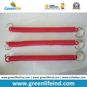 China Plastic TPU Spring Key Coil Chain w/25/20mm Key Rings on Two Ends in Red Hot Color supplier