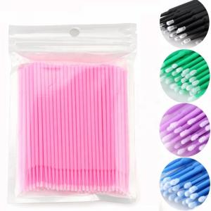 100PCS / Bag Disposable Cotton Swabs Plastic Grafted Eyelash Remover Cleaning Microfiber Tip