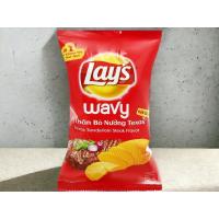 China Lay's Wavy Manhattan Steak Chips - 40 -Pack Bulk Case (90g Each) for Wholesale & Retail Sales on sale