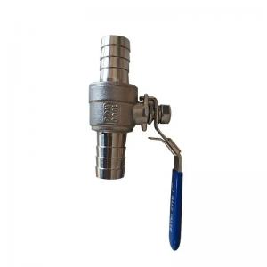 Silver WZ 1/2" Stainless Steel 304 2PC Barbed Hose Ball Valve with Thread SS Threaded Hose Ball Valve