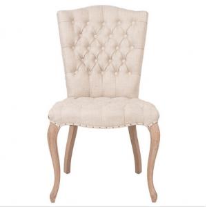 China home goods dining chair upholstered dining chair studded dining chairs oak wood ,linen fabric supplier