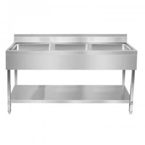 Triple Bowl Stainless Steel Worktables With Sink / SS Table With Sink