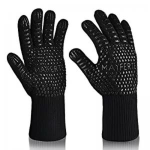 China Kitchen Cooking Black Aramid Heat Resistant Work Gloves Barbeque Oven Mitts supplier