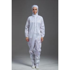 Anti static ESD Cleanroom coverall sterilization white color with pen holder and conductive fiber