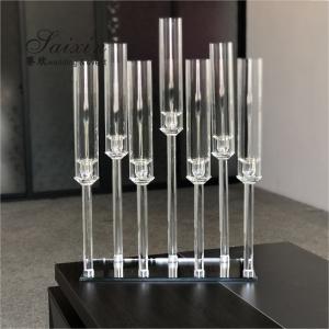 7 Arms Crystal Taper Candle Holders Event Table Decorations With Glass Tubes 50cmx70cm