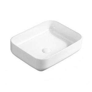 China Lavabo de baño rectangular de cerámica moderno para montaje sobre encimera supplier
