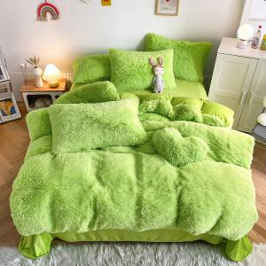Plush Shaggy Velvet Fluffy Bed Duvet Covers Set in Multi Color Custom Luxury Designs