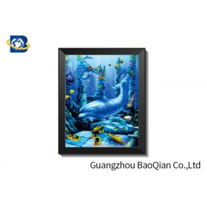 China High Definition 3D 5D Lenticular Dolphin Pictures With Black PS Frame supplier