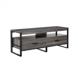 Odm Metal Frame Pine Wood TV Stand Console With Two Tube Storage