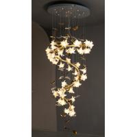 China Glass Flower Pendant Chandelier Lights With Copper Ceramic Stair Hanging Lamp on sale