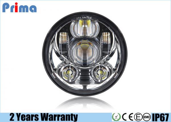 6000K Chrome Led Harley Headlight 45W Power IP67 Waterproof DC 10V - 30V