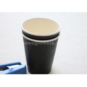 China 280ml Black Disposable Coffee Cups For Hot / Cold Beverages Ripple Wall supplier