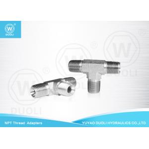 Precision Male NPT Thread Adapters , Metal Hydraulic Hose Tee Connectors