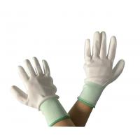 China White Polyurethane Palm Coated Anti Static Gloves Seamless Polyester Liner Glove on sale