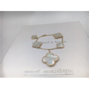 18k Yellow Gold Magic Alhambra Bracelet With 5 Motifs White Mother Of Pearl