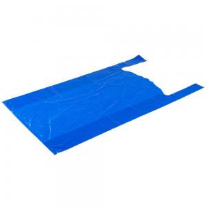 35 Mic Blue Unprinted T Shirt Shopping Bags LDPE Material 18" X 7" X 32"
