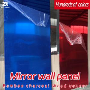 China Hotel Light Luxury PET Decorative Bamboo Charcoal Wood Veneer Mirror Wall Panel supplier