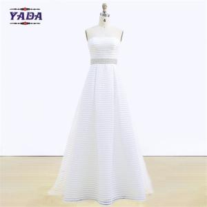 China Modern strapless a-line trailing off-shoulder traditional elegant bridal wedding dresses simple with beaded supplier