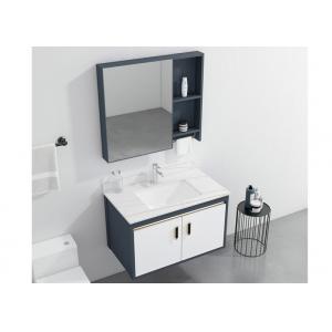 Bathroom Wall Mounted White High Glossy Painting PVC Ceramic Basin Vanity With Mirror